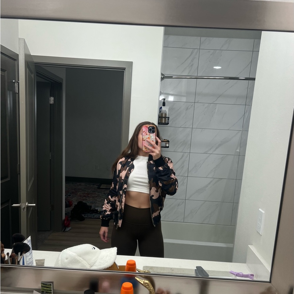 Topshop silk camo bomber jacket